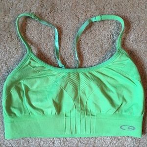 Target neon green adjustable racerback sports bra